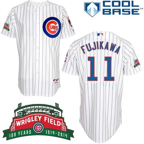 Kyuji Fujikawa #11 Youth Baseball Jersey-Chicago Cubs Authentic Wrigley Field 100th Anniversary White MLB Jersey
